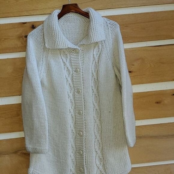 Vintage Heavy Cable Knitted Button Down Long Sleeve Sweater Sz. XL Cardigan - Picture 2 of 10